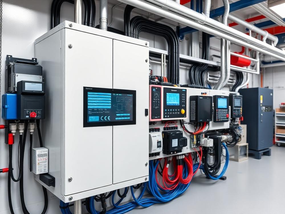 Modernized industrial control cabinet with modern drives, PLC and HMI